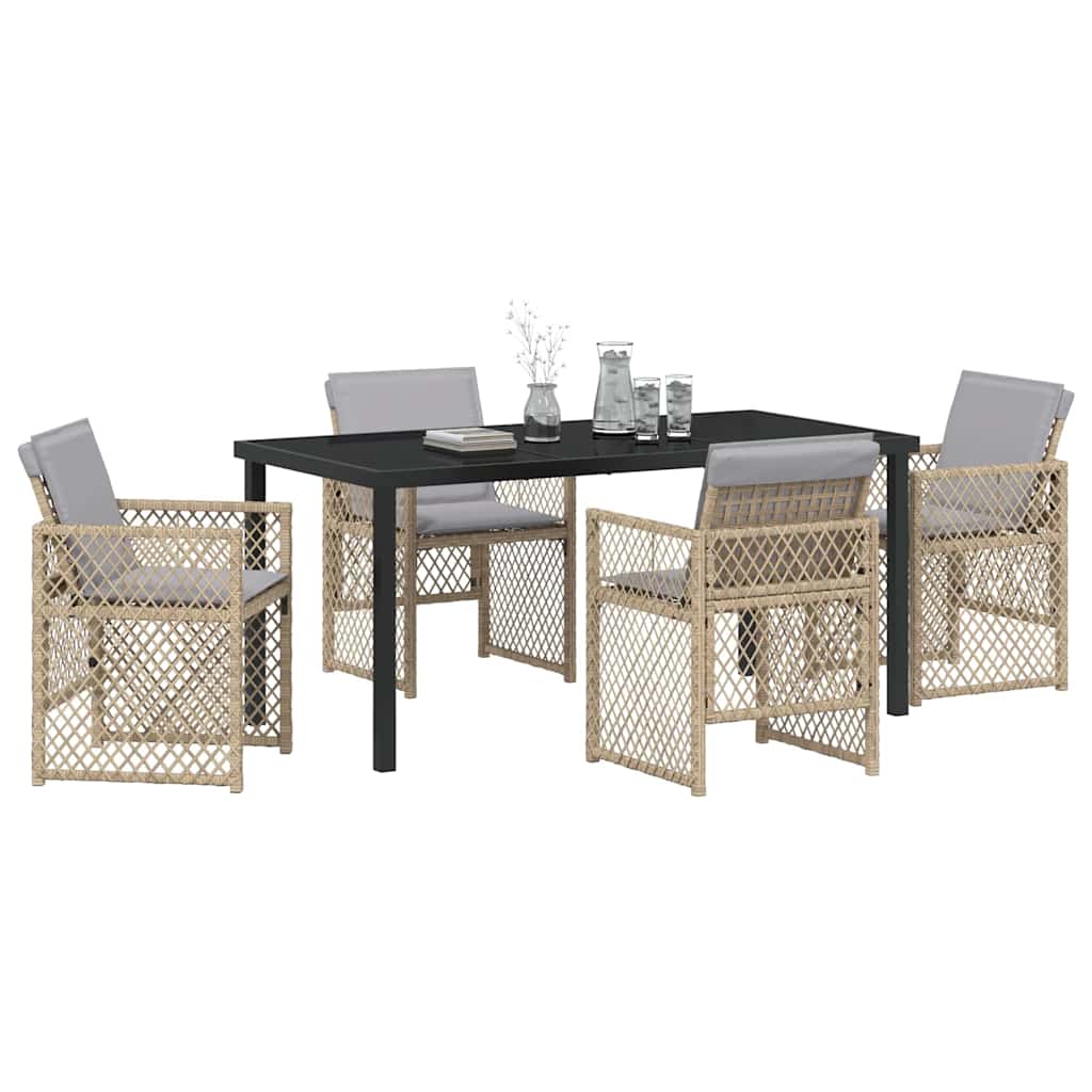 Ensemble de salle à manger pour jardin 5 pcs Beige polyrotin - XIOS