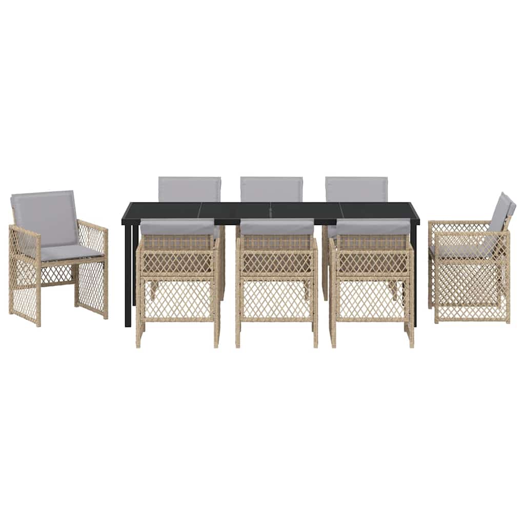 Ensemble de salle à manger pour jardin 9 pcs Beige polyrotin - XIOS