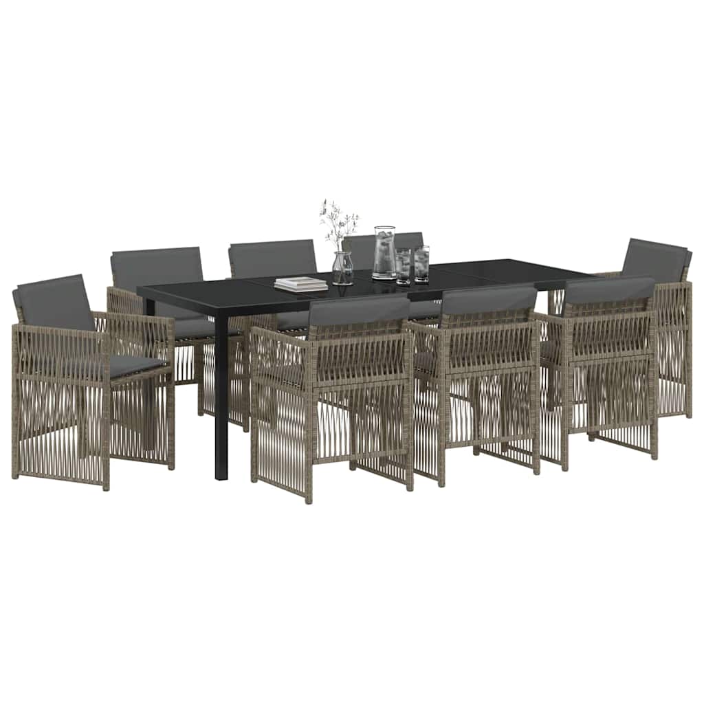 Ensemble de salle à manger pour jardin 9 pcs Gris - XIOS