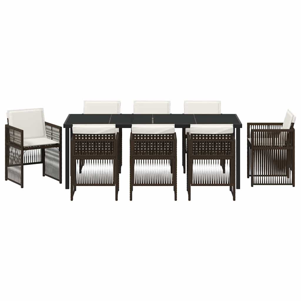 Ensemble de salle à manger pour jardin 9 pcs Marron - XIOS