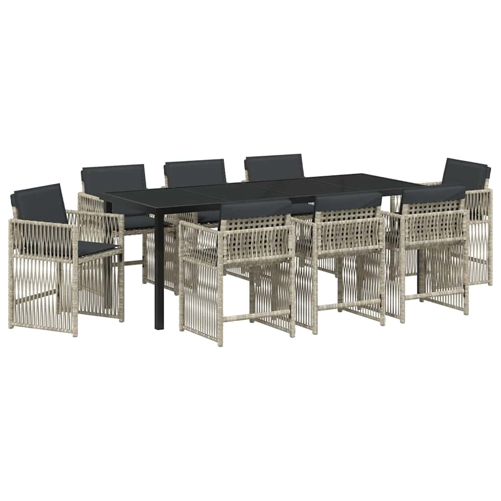 Ensemble de salle à manger pour jardin 9 pcs Gris clair - XIOS