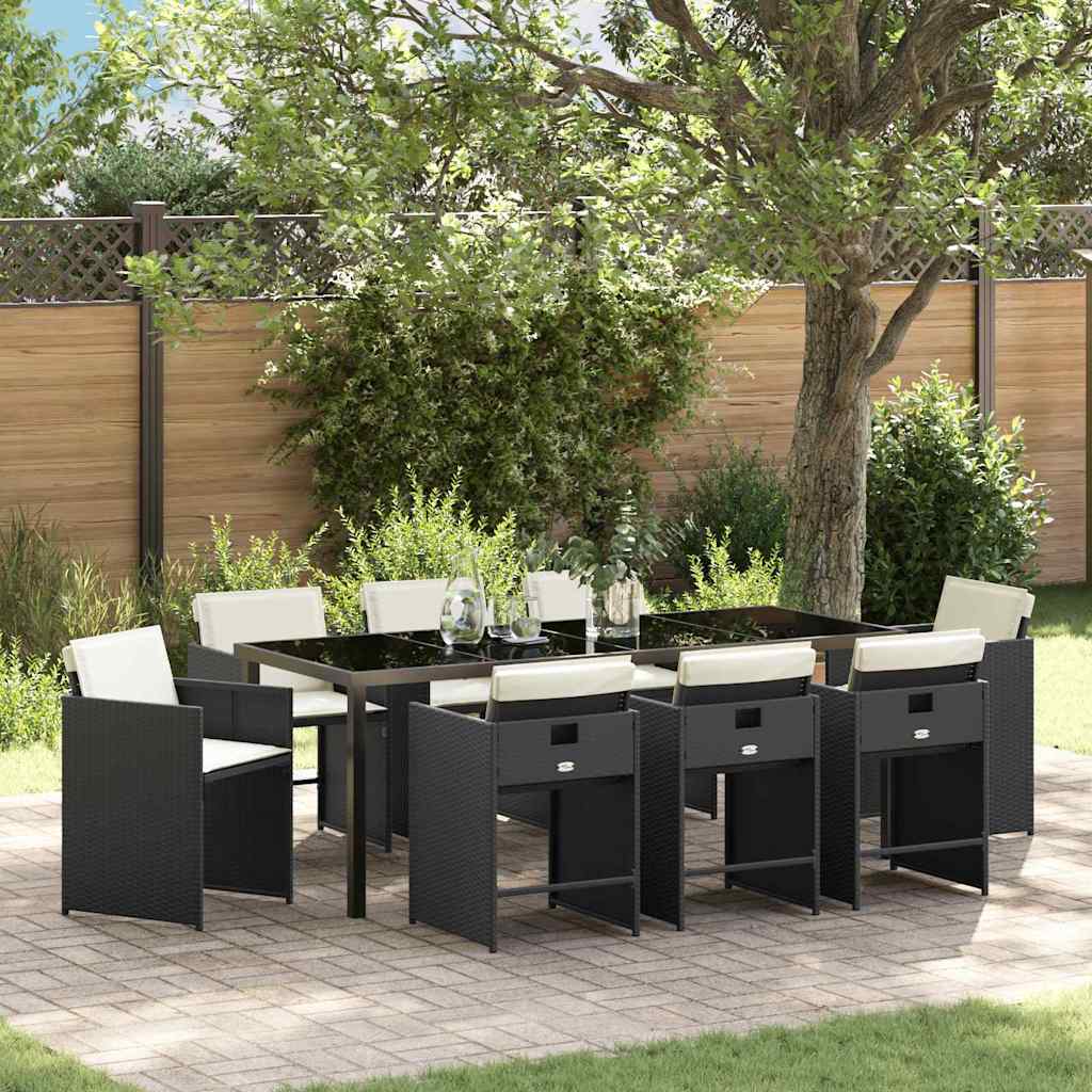 Ensemble de salle à manger pour jardin 9 pcs Noir polyrotin - XIOS