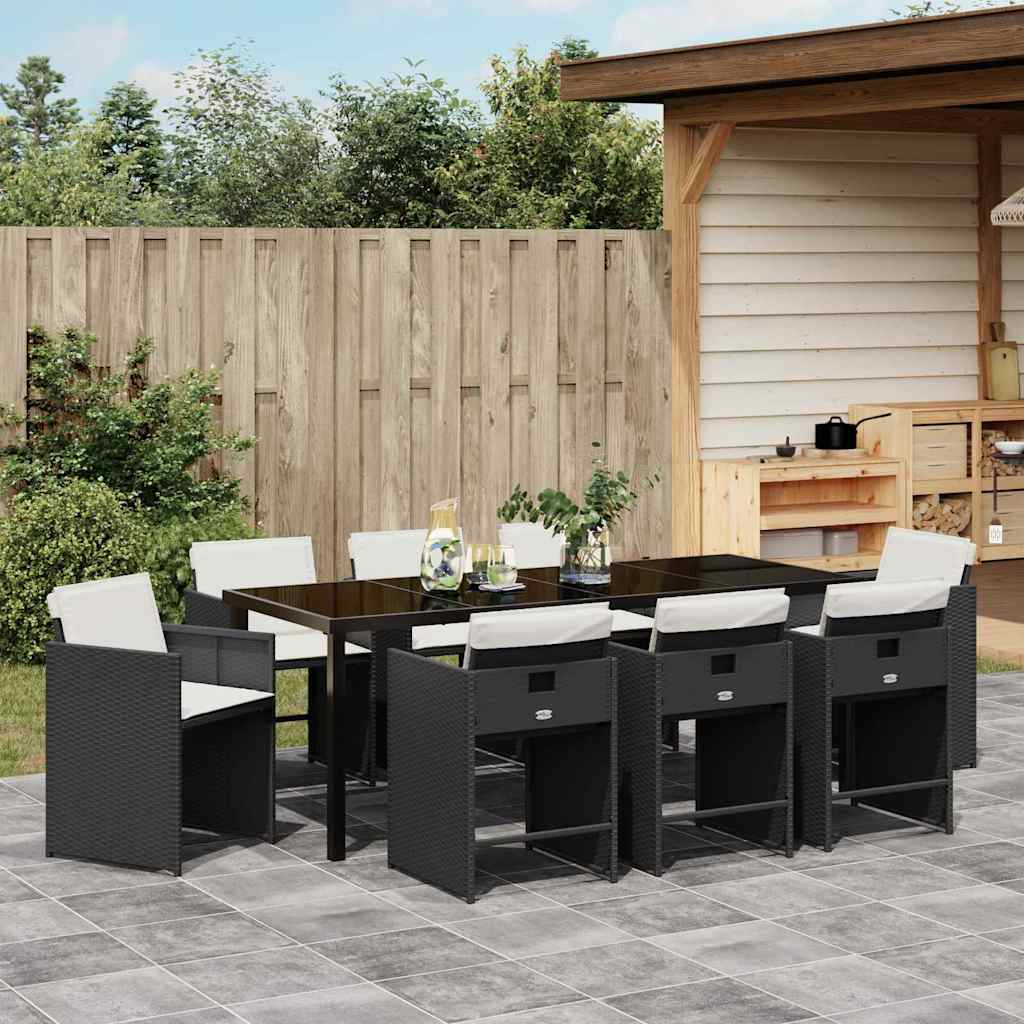 Ensemble de salle à manger pour jardin 9 pcs Noir polyrotin - XIOS