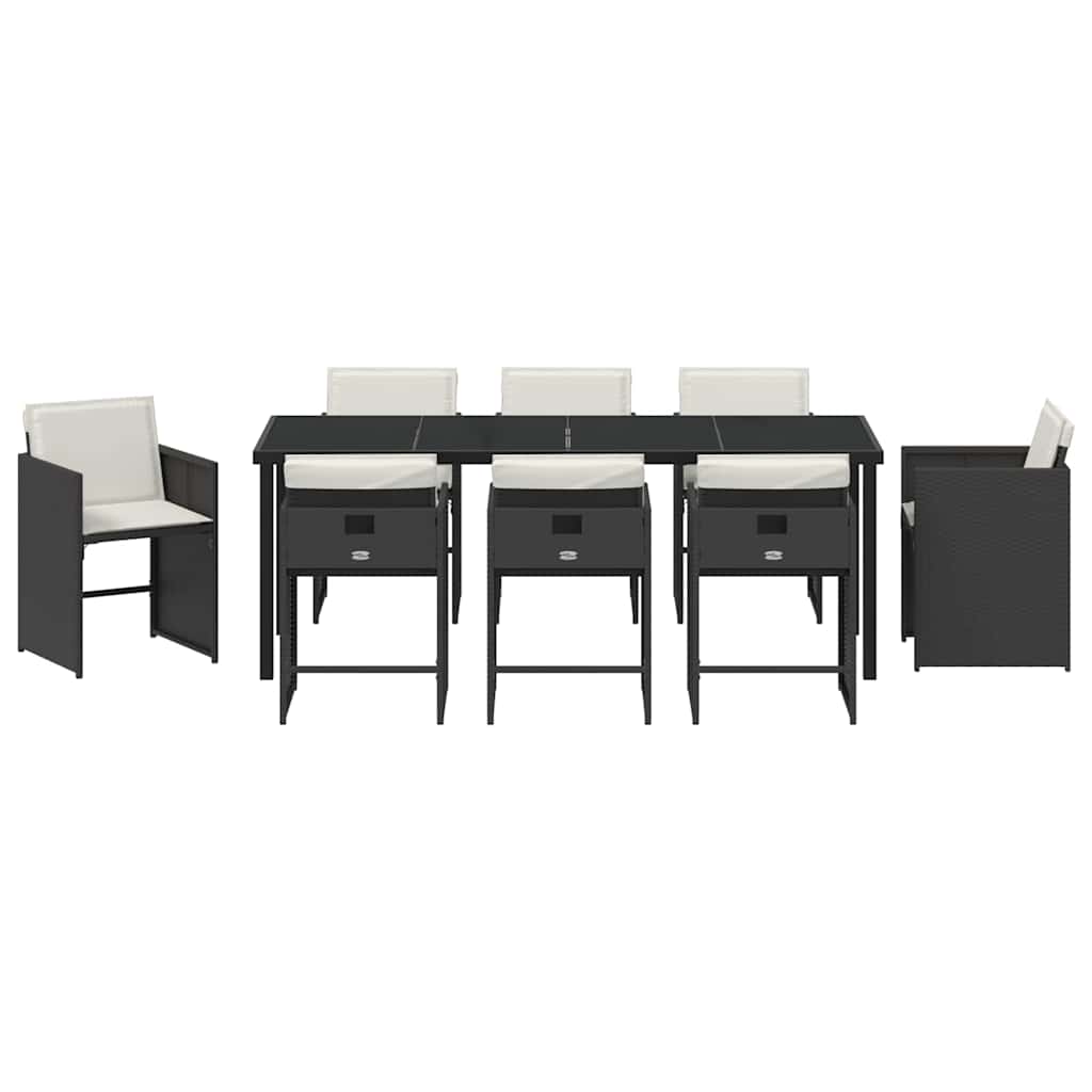 Ensemble de salle à manger pour jardin 9 pcs Noir polyrotin - XIOS