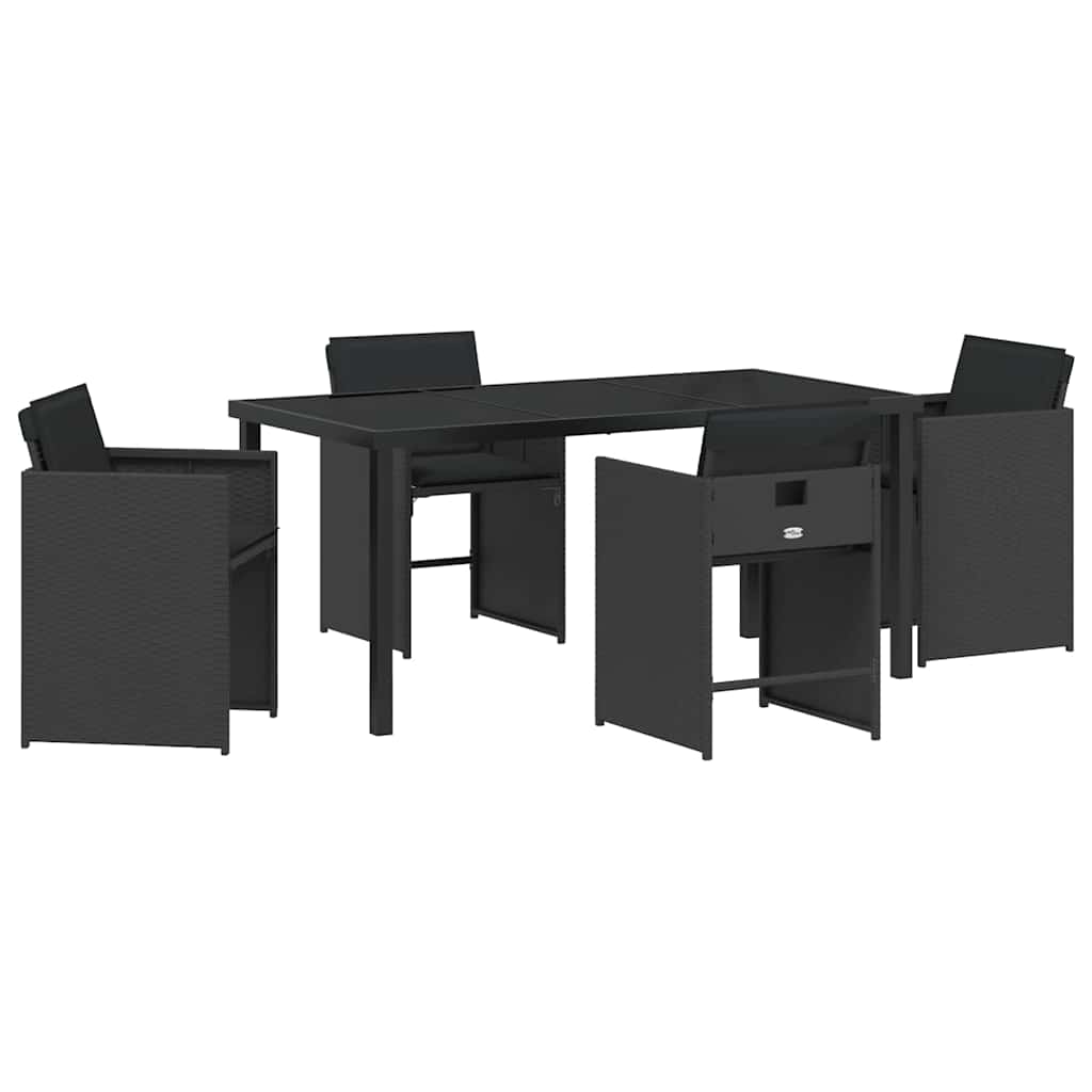 Ensemble de salle à manger pour jardin 5 pcs Noir polyrotin - XIOS