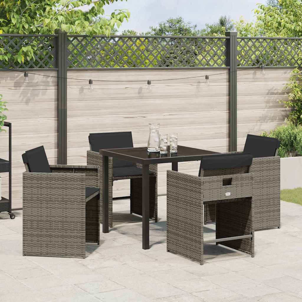 Ensemble de salle à manger pour jardin 5 pcs Gris polyrotin - XIOS