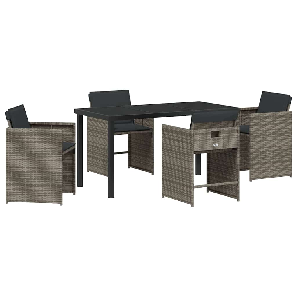 Ensemble de salle à manger pour jardin 5 pcs Gris polyrotin - XIOS