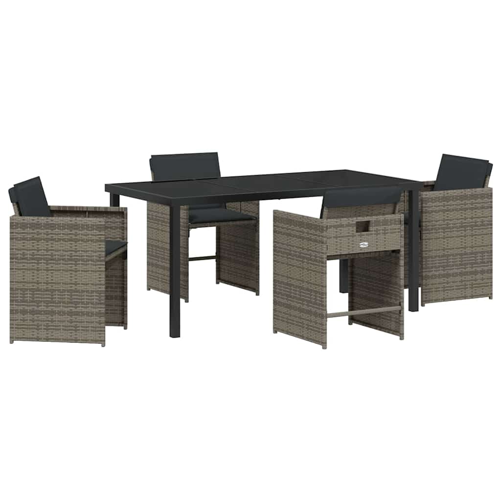 Ensemble de salle à manger pour jardin 5 pcs Gris polyrotin - XIOS