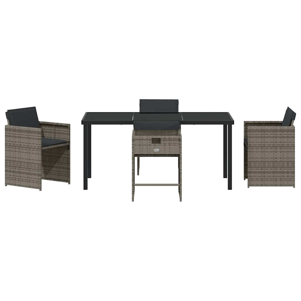 Ensemble de salle à manger pour jardin 5 pcs Gris polyrotin - XIOS