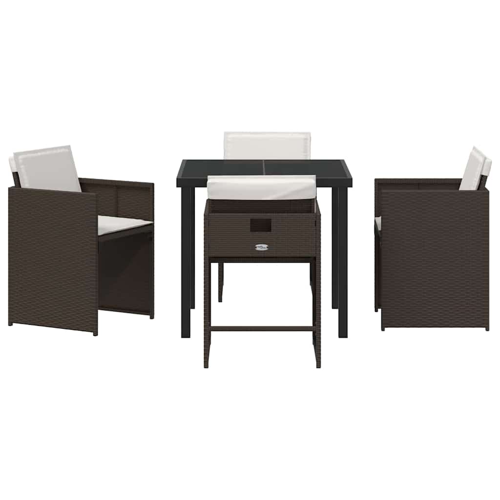 Ensemble de salle à manger pour jardin 5 pcs Marron polyrotin - XIOS