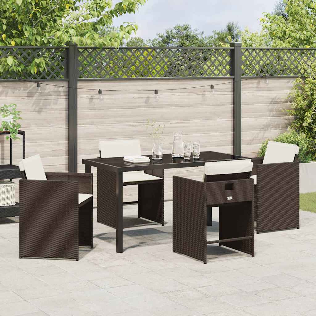 Ensemble de salle à manger pour jardin 5 pcs Marron polyrotin - XIOS