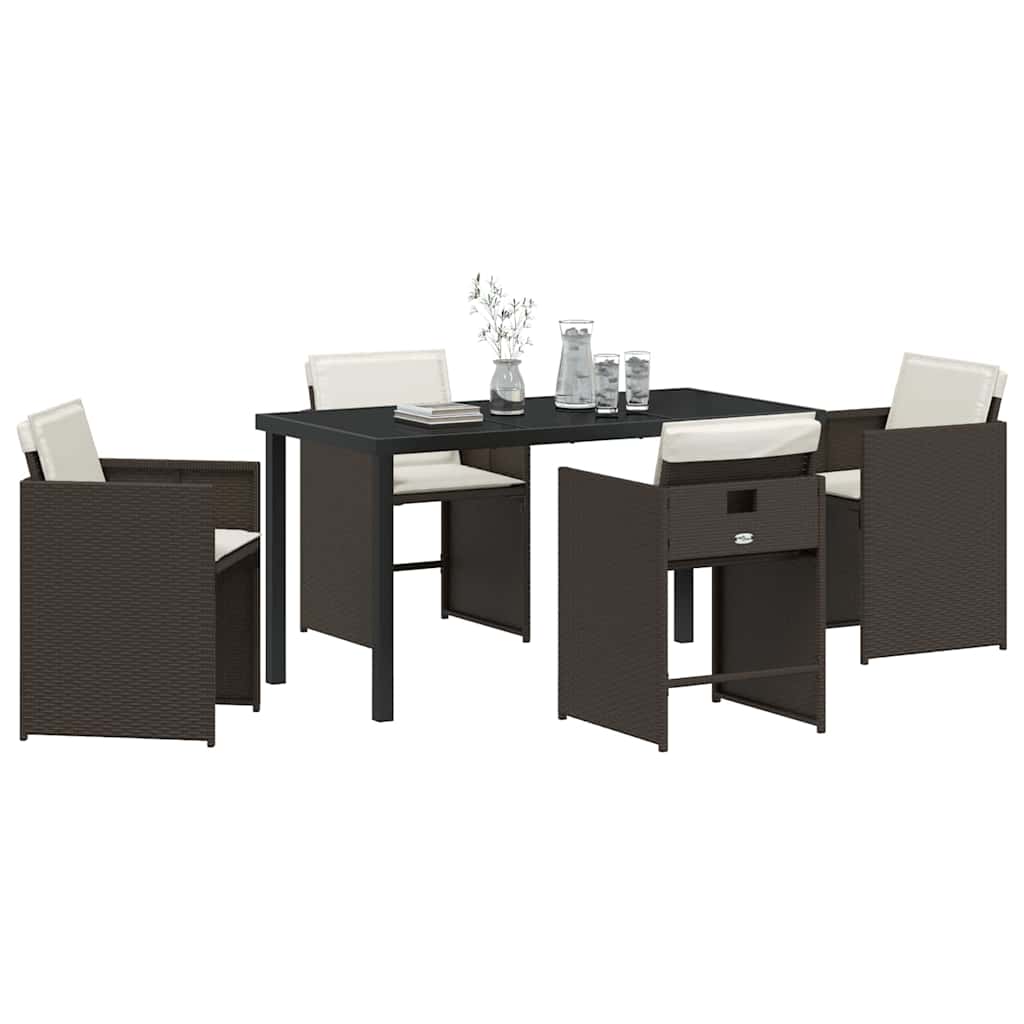 Ensemble de salle à manger pour jardin 5 pcs Marron polyrotin - XIOS