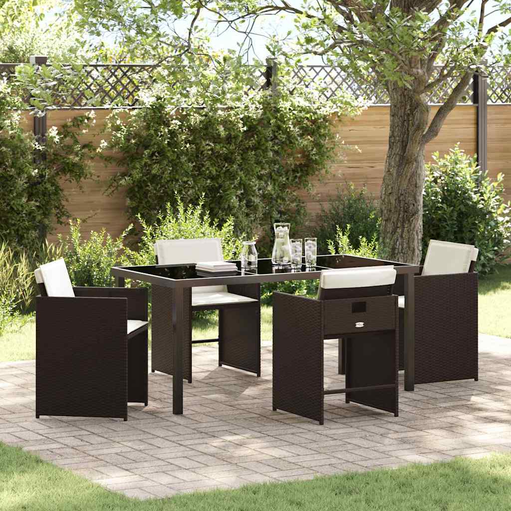Ensemble de salle à manger pour jardin 5 pcs Marron polyrotin - XIOS