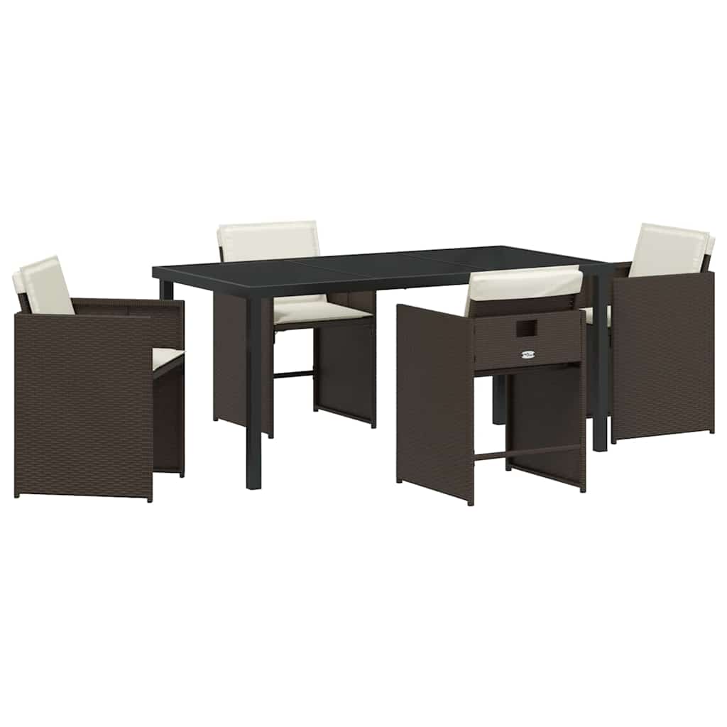 Ensemble de salle à manger pour jardin 5 pcs Marron polyrotin - XIOS