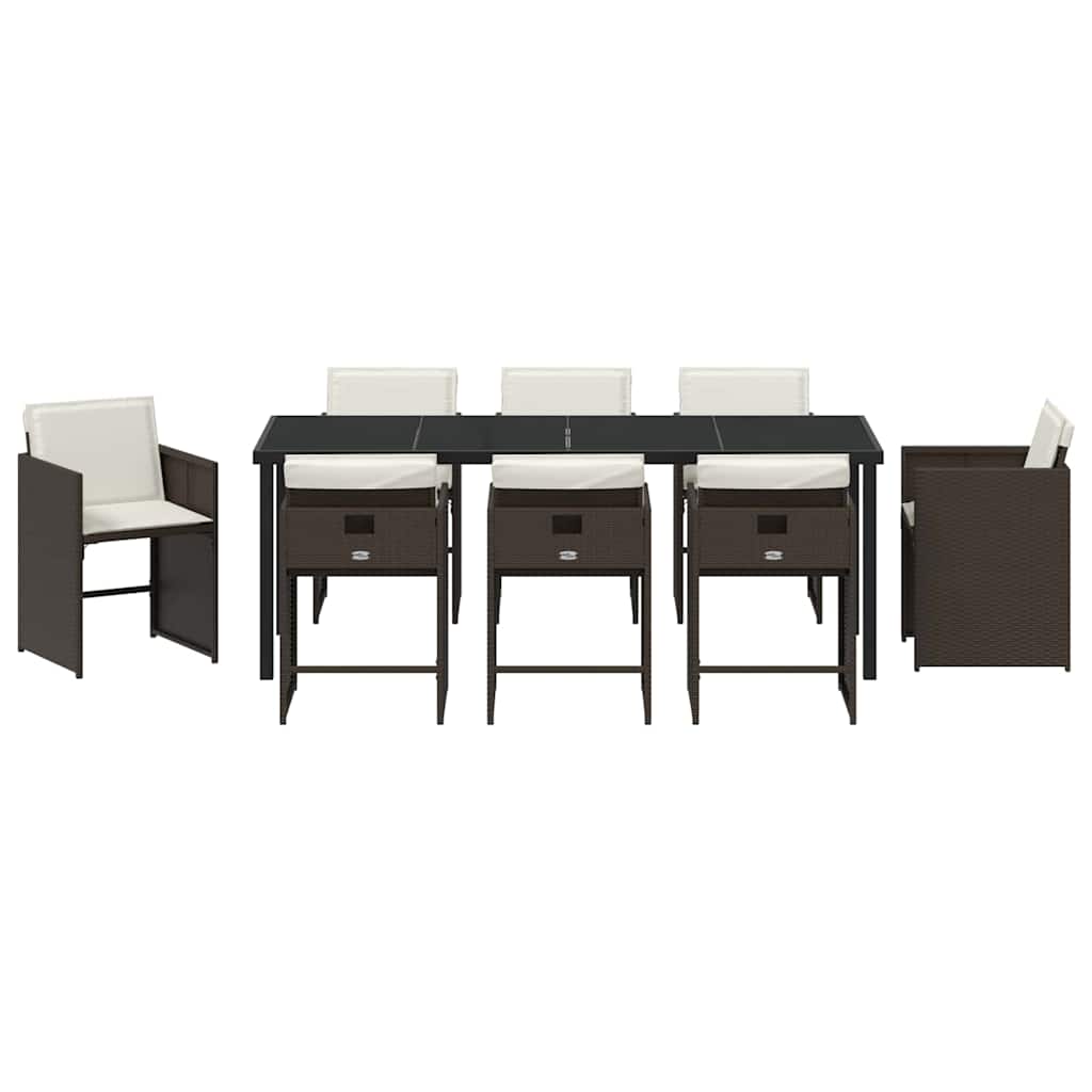 Ensemble de salle à manger pour jardin 9 pcs Marron polyrotin - XIOS