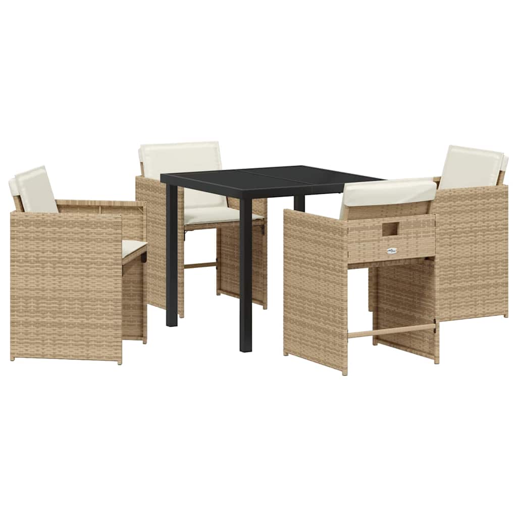 Ensemble de salle à manger pour jardin 5 pcs Beige polyrotin - XIOS