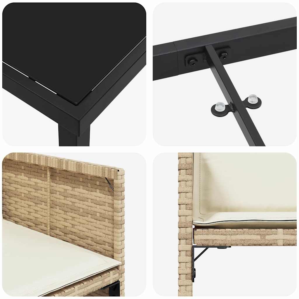 Ensemble de salle à manger pour jardin 5 pcs Beige polyrotin - XIOS