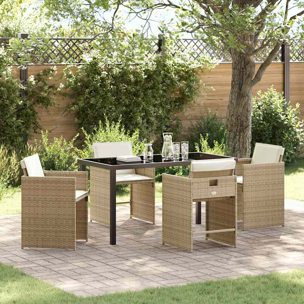 Ensemble de salle à manger pour jardin 5 pcs Beige polyrotin - XIOS