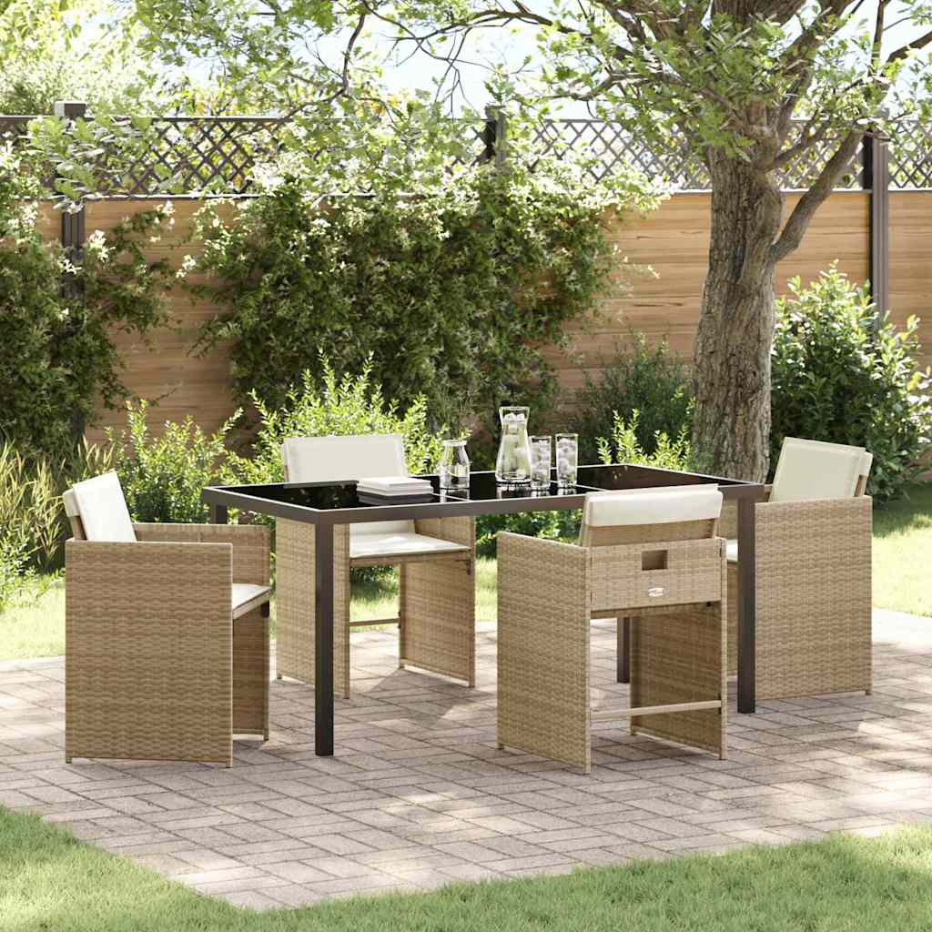 Ensemble de salle à manger pour jardin 5 pcs Beige polyrotin - XIOS