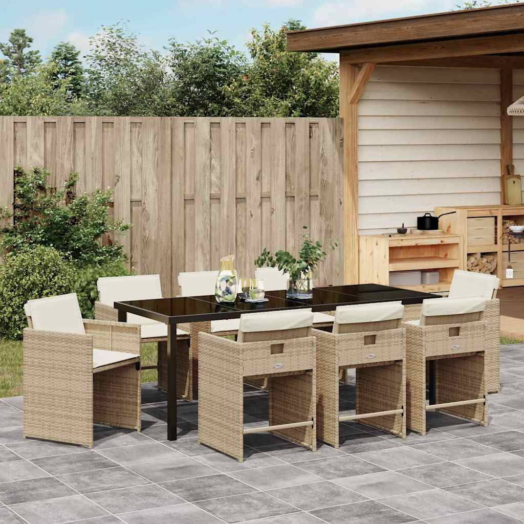 Ensemble de salle à manger pour jardin 9 pcs Beige polyrotin - XIOS
