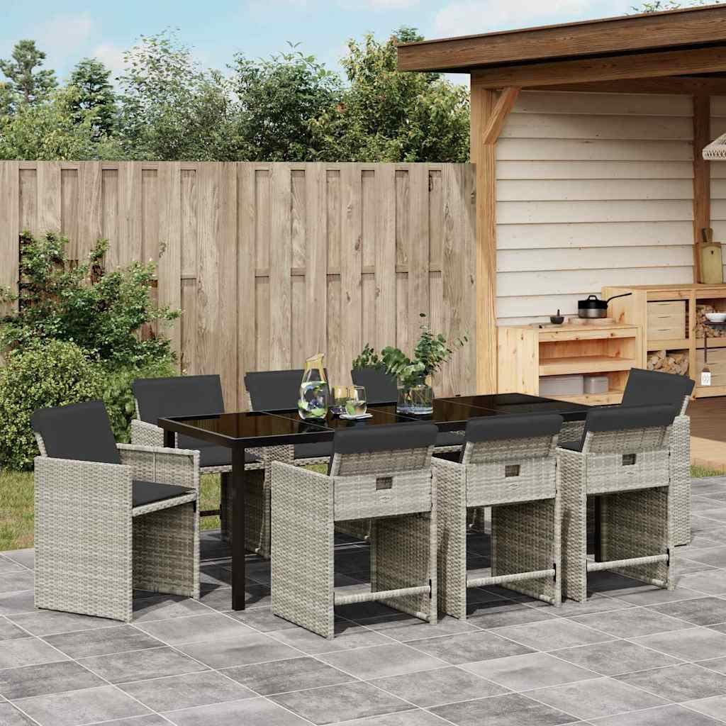 Ensemble de salle à manger pour jardin 9 pcs Gris clair - XIOS