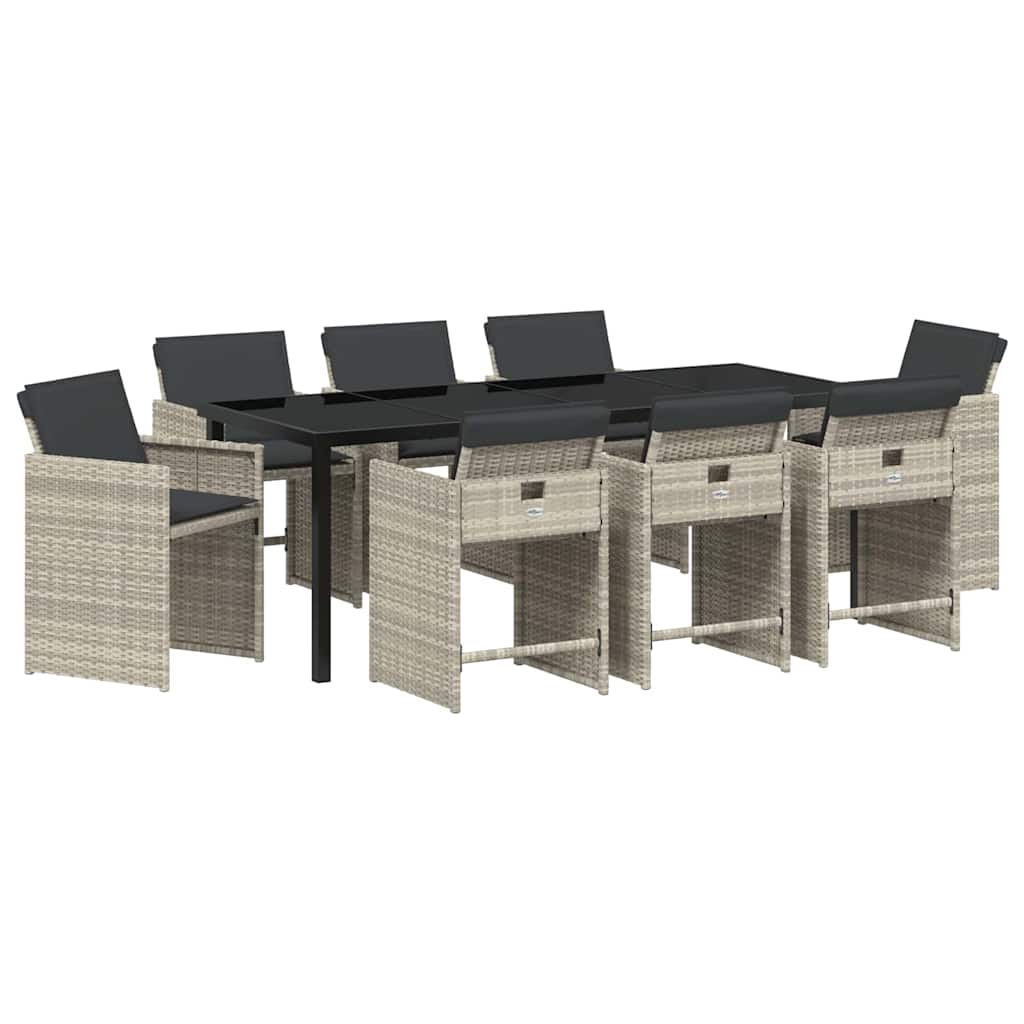 Ensemble de salle à manger pour jardin 9 pcs Gris clair - XIOS