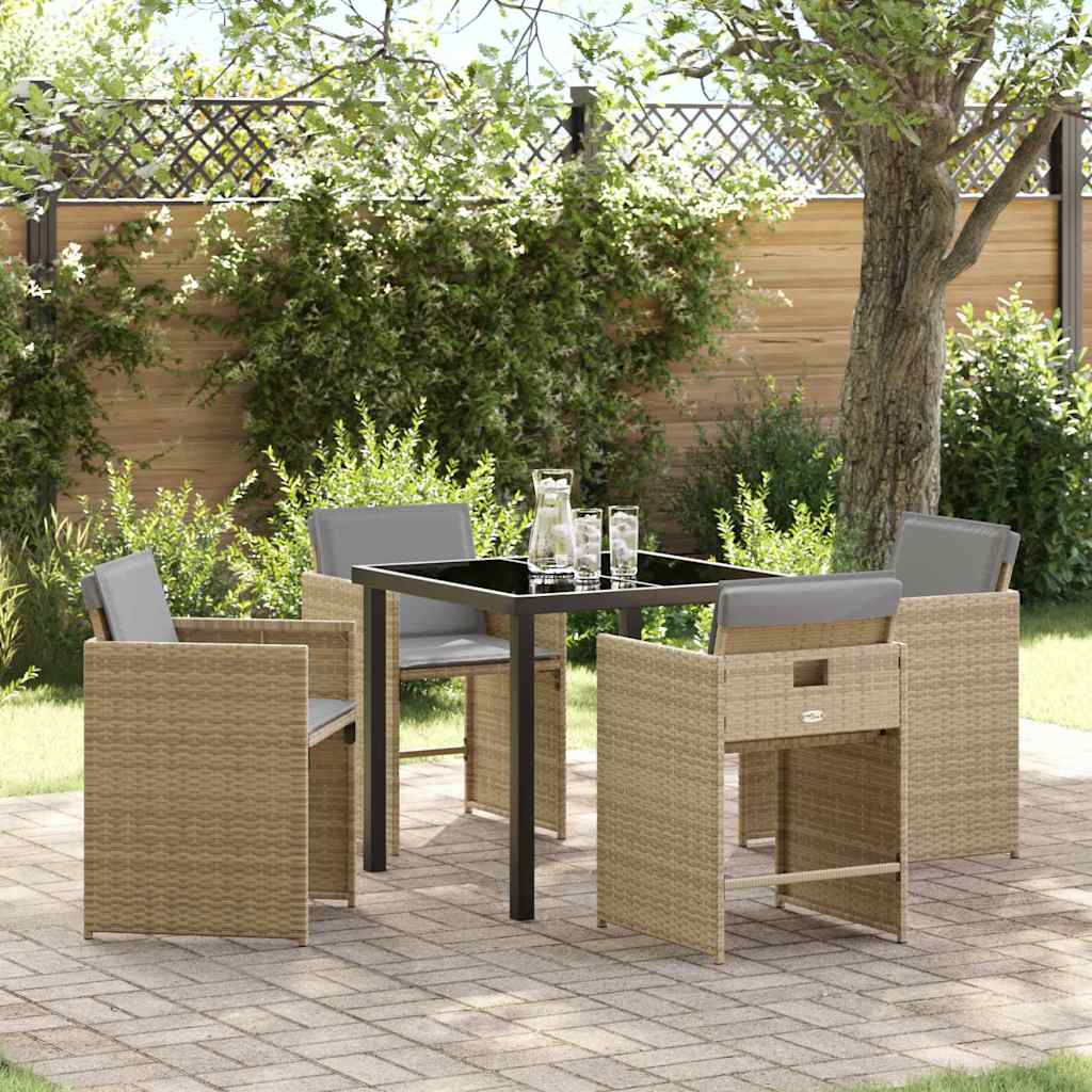Ensemble de salle à manger pour jardin 5 pcs Beige polyrotin - XIOS