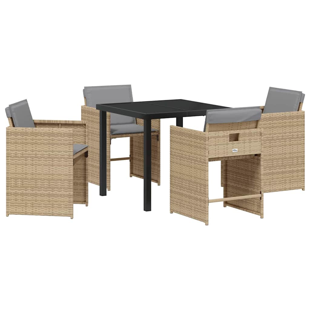 Ensemble de salle à manger pour jardin 5 pcs Beige polyrotin - XIOS