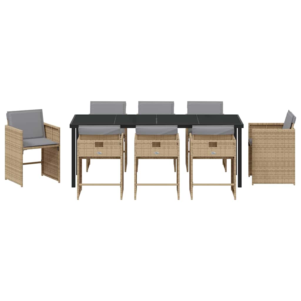 Ensemble de salle à manger pour jardin 9 pcs Beige polyrotin - XIOS