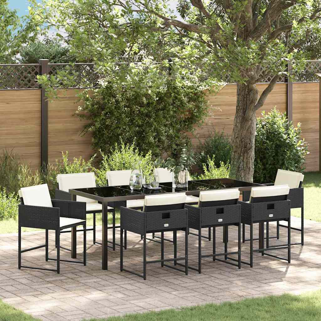 Ensemble de salle à manger pour jardin 9 pcs Noir polyrotin - XIOS