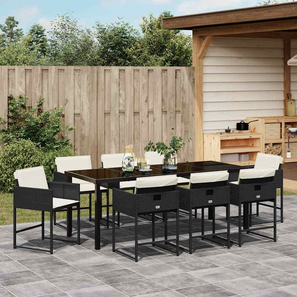 Ensemble de salle à manger pour jardin 9 pcs Noir polyrotin - XIOS