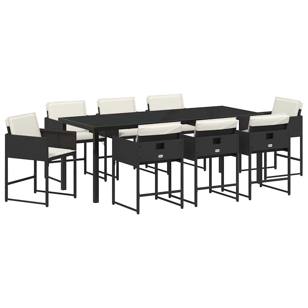 Ensemble de salle à manger pour jardin 9 pcs Noir polyrotin - XIOS
