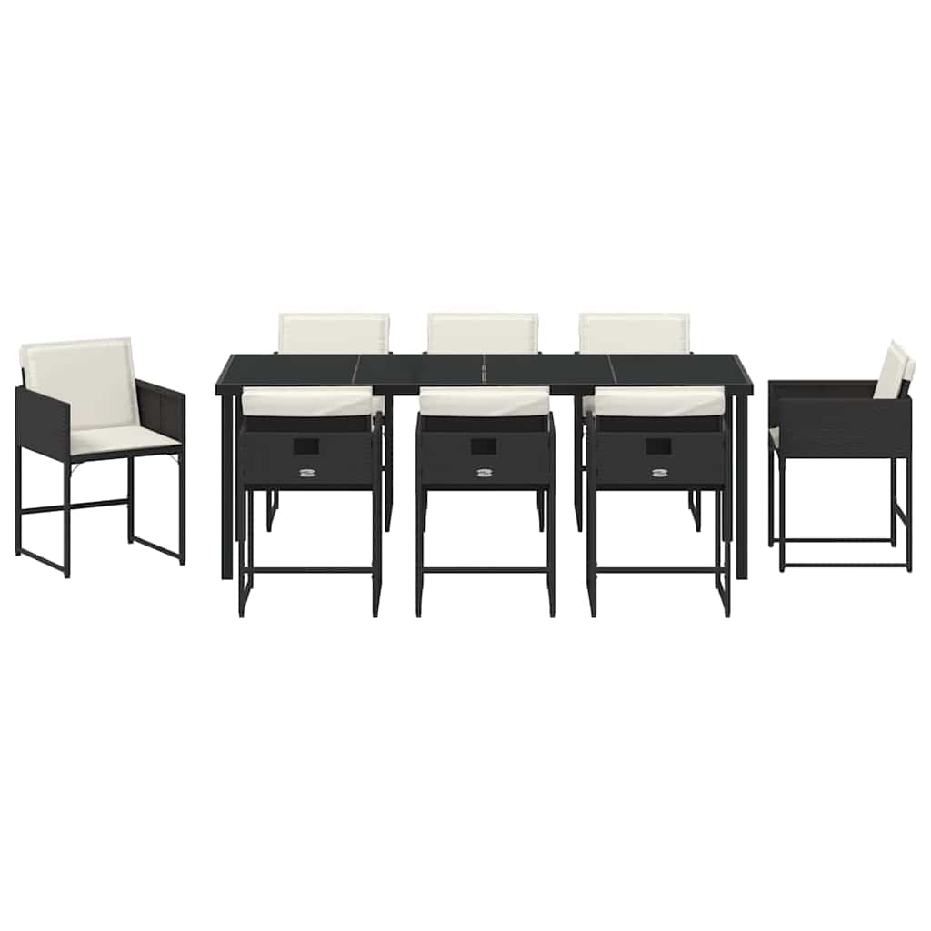 Ensemble de salle à manger pour jardin 9 pcs Noir polyrotin - XIOS