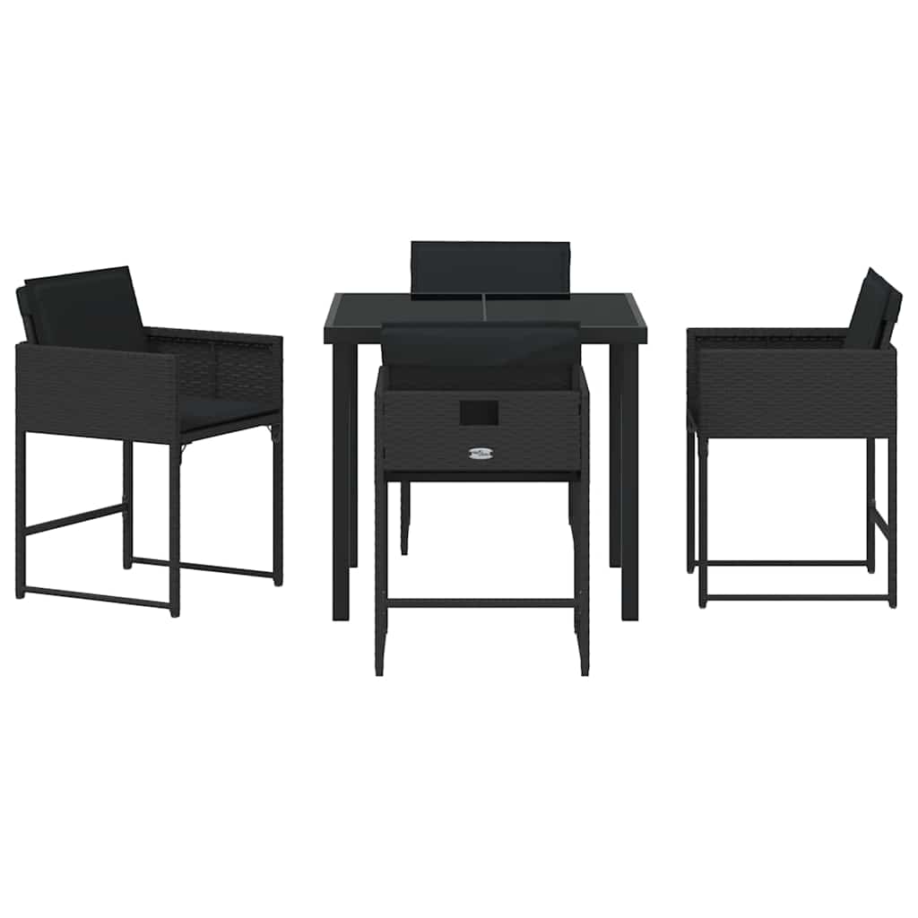 Ensemble de salle à manger pour jardin 5 pcs Noir polyrotin - XIOS