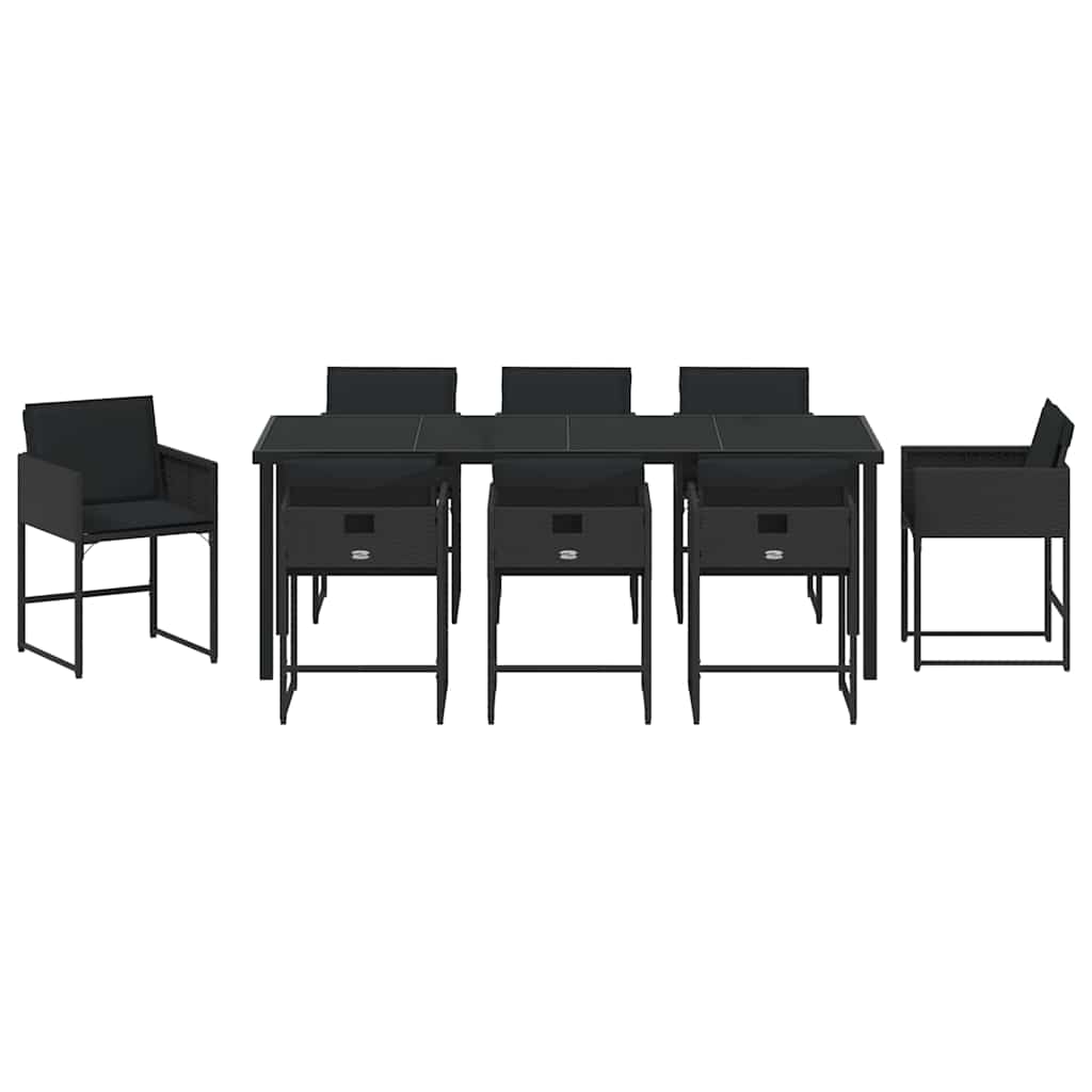 Ensemble de salle à manger pour jardin 9 pcs Noir polyrotin - XIOS