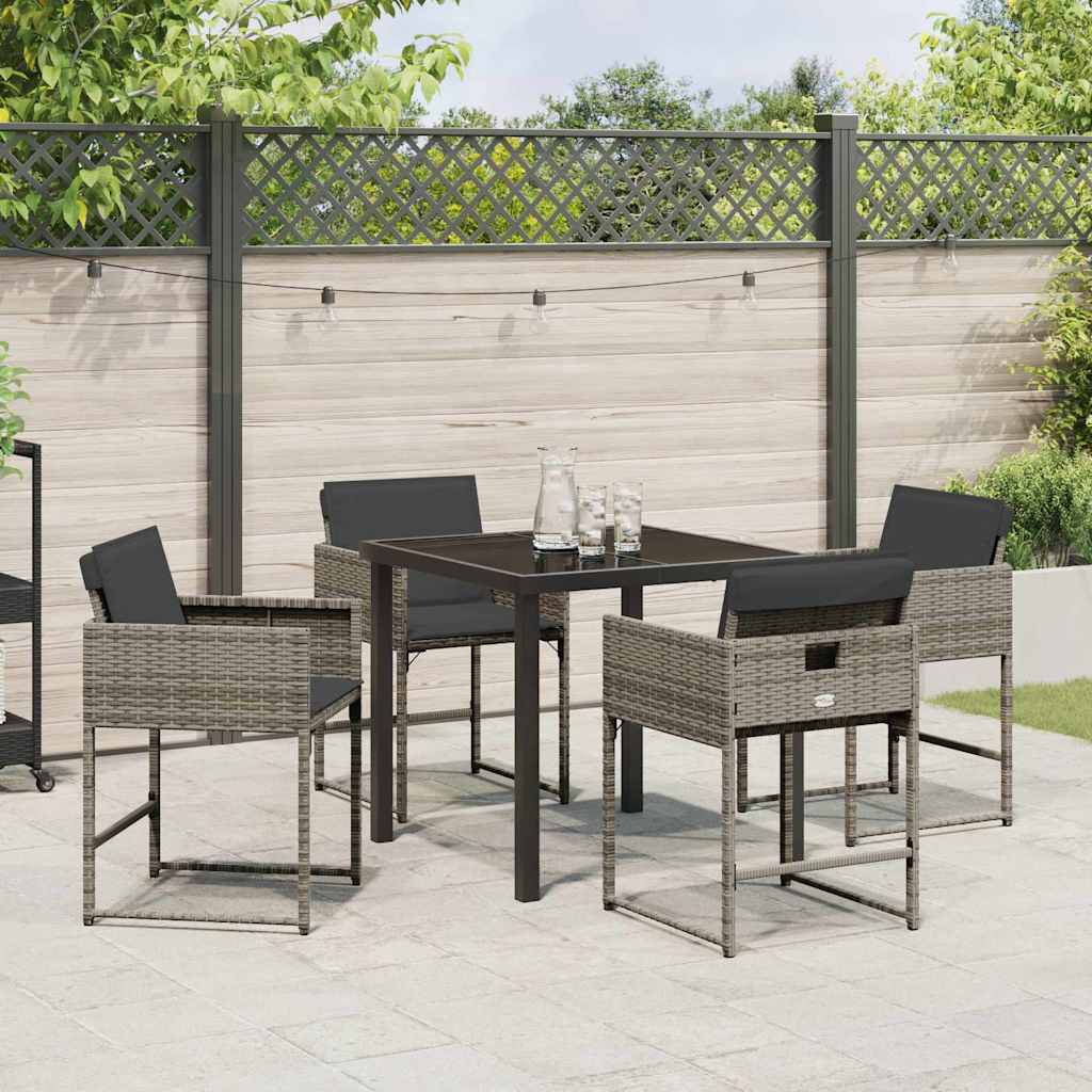Ensemble de salle à manger pour jardin 5 pcs Gris polyrotin - XIOS