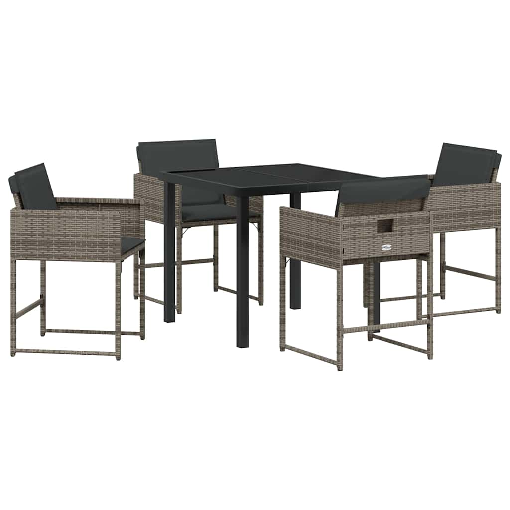 Ensemble de salle à manger pour jardin 5 pcs Gris polyrotin - XIOS