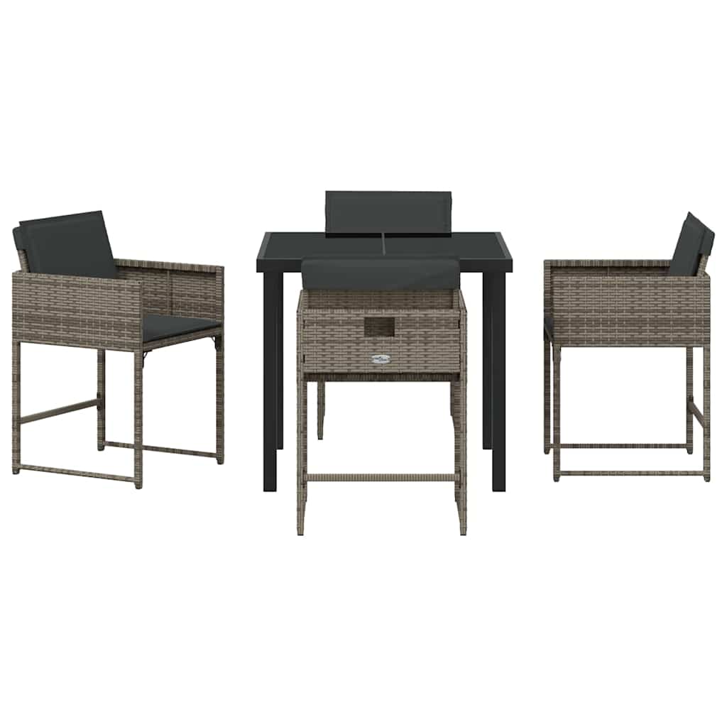 Ensemble de salle à manger pour jardin 5 pcs Gris polyrotin - XIOS