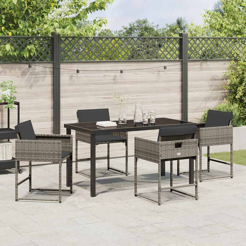 Ensemble de salle à manger pour jardin 5 pcs Gris polyrotin - XIOS