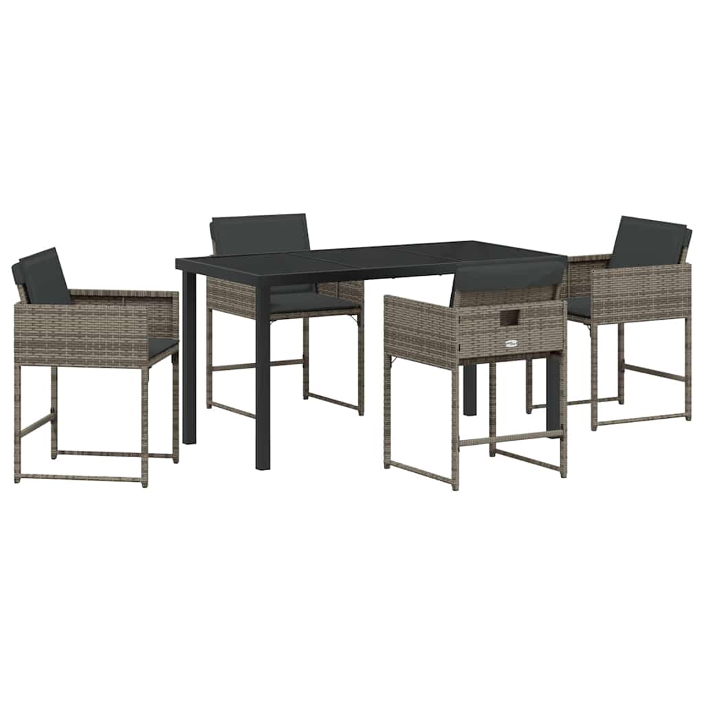 Ensemble de salle à manger pour jardin 5 pcs Gris polyrotin - XIOS
