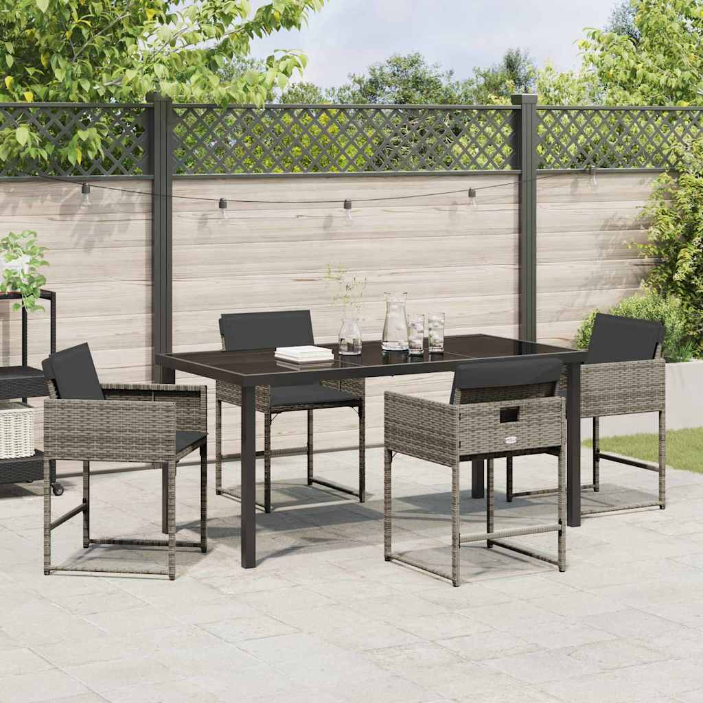 Ensemble de salle à manger pour jardin 5 pcs Gris polyrotin - XIOS