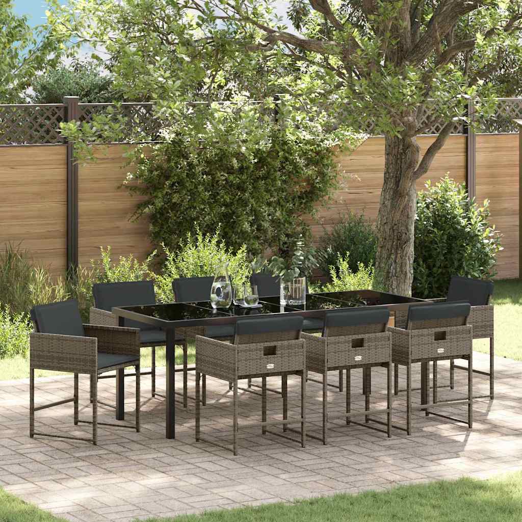 Ensemble de salle à manger pour jardin 9 pcs Gris polyrotin - XIOS