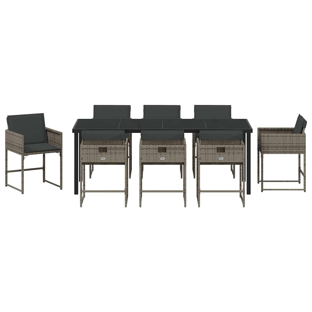 Ensemble de salle à manger pour jardin 9 pcs Gris polyrotin - XIOS