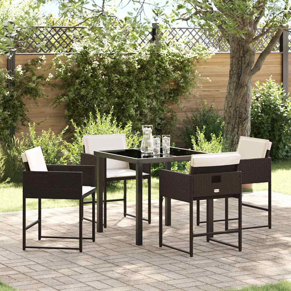 Ensemble de salle à manger pour jardin 5 pcs Marron polyrotin - XIOS