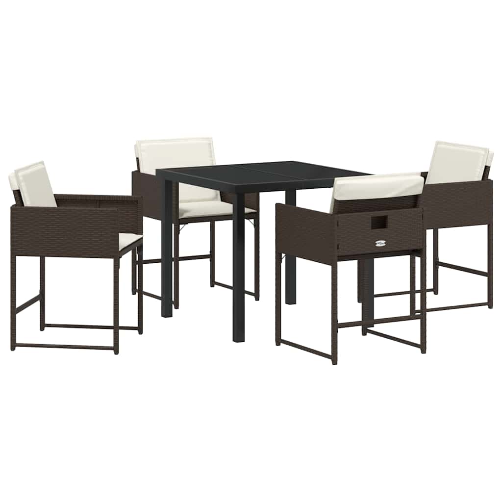 Ensemble de salle à manger pour jardin 5 pcs Marron polyrotin - XIOS