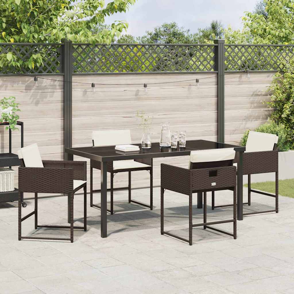 Ensemble de salle à manger pour jardin 5 pcs Marron polyrotin - XIOS