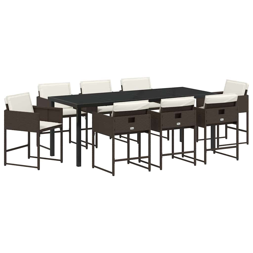 Ensemble de salle à manger pour jardin 9 pcs Marron polyrotin - XIOS