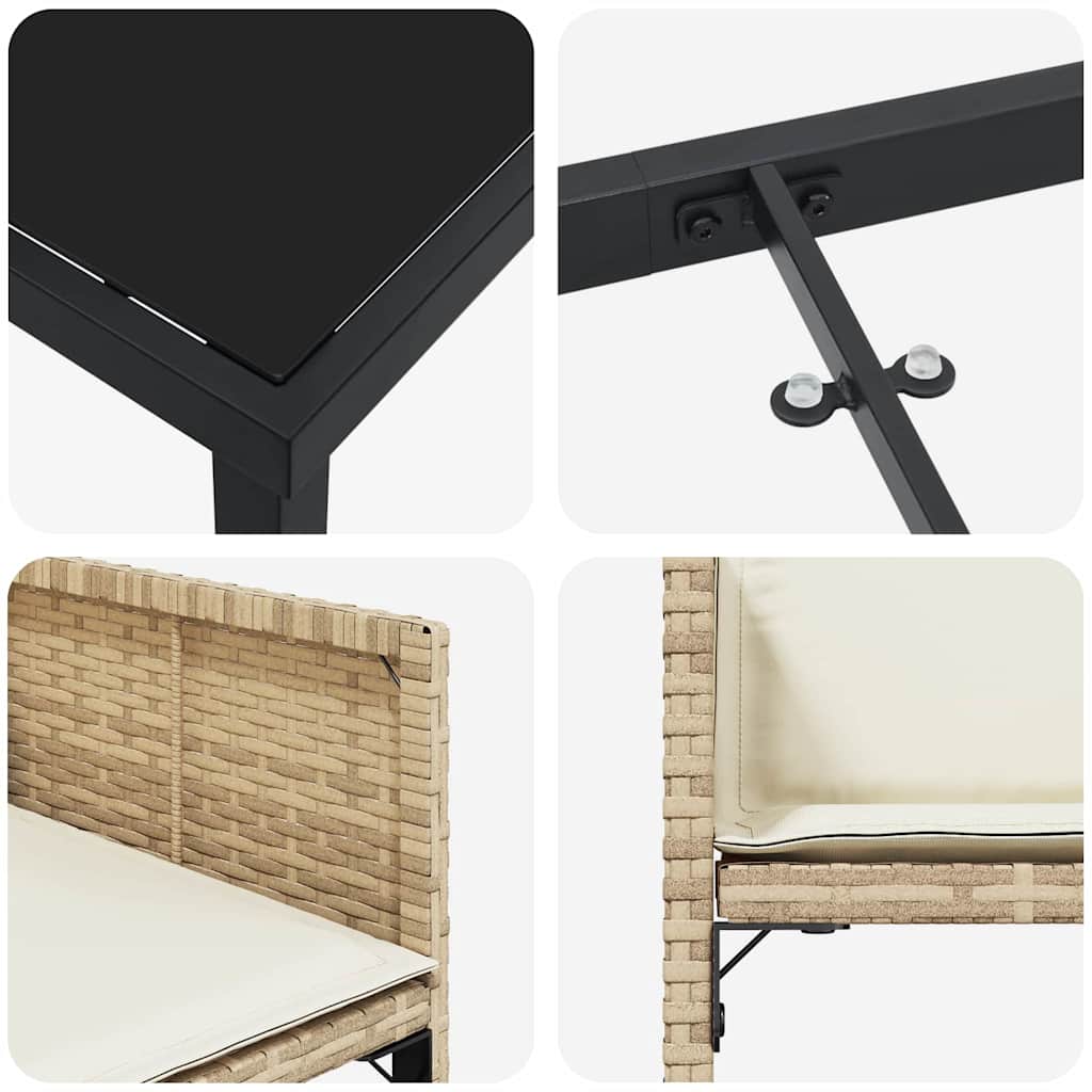 Ensemble de salle à manger pour jardin 5 pcs Beige polyrotin - XIOS