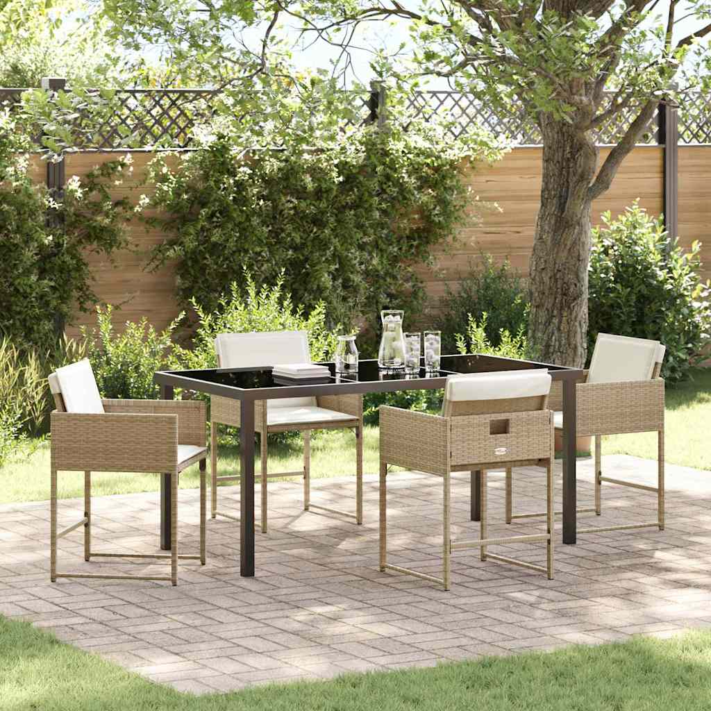 Ensemble de salle à manger pour jardin 5 pcs Beige polyrotin - XIOS