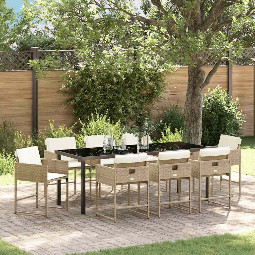 Ensemble de salle à manger pour jardin 9 pcs Beige polyrotin - XIOS